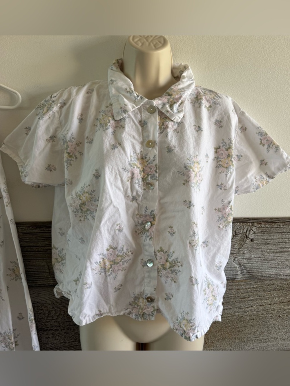 Vintage Loungerie Floral Pajama Set M/L Made in USA Cottagecore Button (I1) - Picture 2 of 12